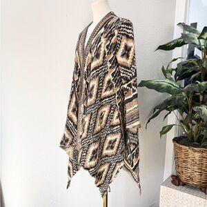 Free People Aztec Bohemian Southwestern Knit Cardigan Sweater S Wool Blend